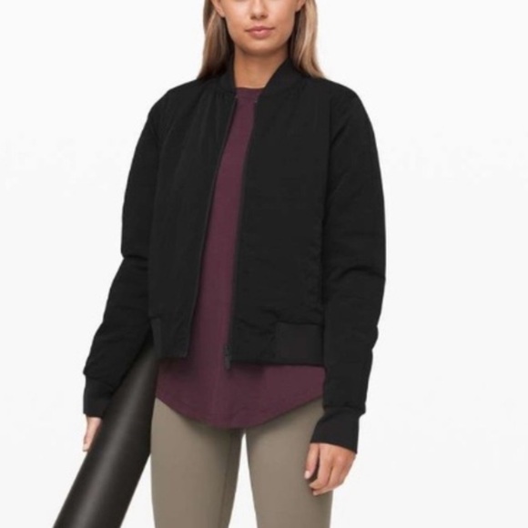 Lululemon womens black non stop full zip reversible bomber jacket 6 - Picture 1 of 14